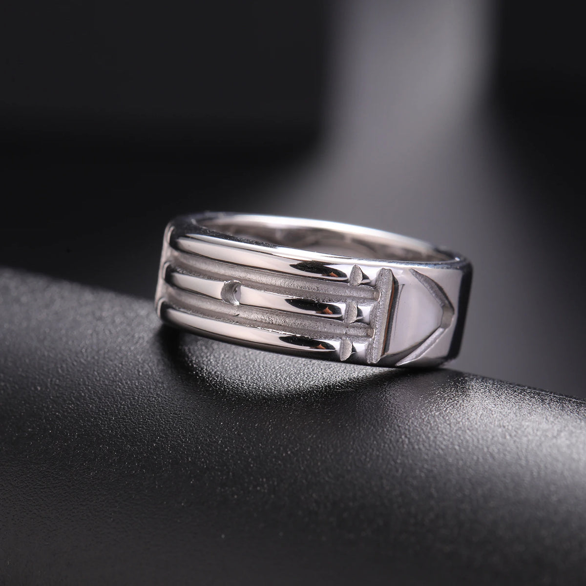 Minimalist Atlantis Amulet Ring — Stainless Steel