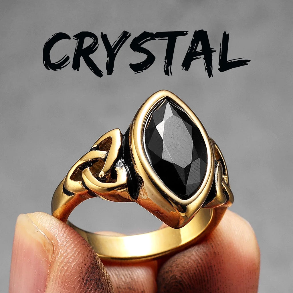 Celtic Knot Gemstone Ring — Stainless Steel