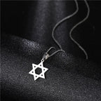 Star of David Heart Pendant Necklace — Stainless Steel