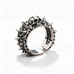Vintage skull, rivet opening, men's and women's rings, street trend, neutral style jewelry