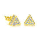 Iced Out Triangle Stud Earrings — Stainless