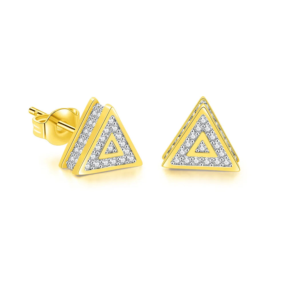 Iced Out Triangle Stud Earrings — Stainless