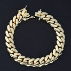 Gold Cuban Chain Necklace 12MM Brass 14K Monaco