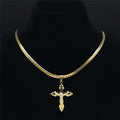 Cross Jesus Gold Pendant Small Acier Inoxydable