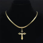 Cross Jesus Gold Pendant Small Acier Inoxydable