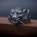 Buyee 925 Sterling Silver Big Ring Finger Cute Wolf Open Ring for Women Men Fashion Personality Rock Punk Fine Jewelry Circle