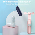 Portable Mini Fan 2000mAh USB Rechargeable 3 Speed Handheld Foldable Fan Hand Held Small Pocket Travel Fan with Handy