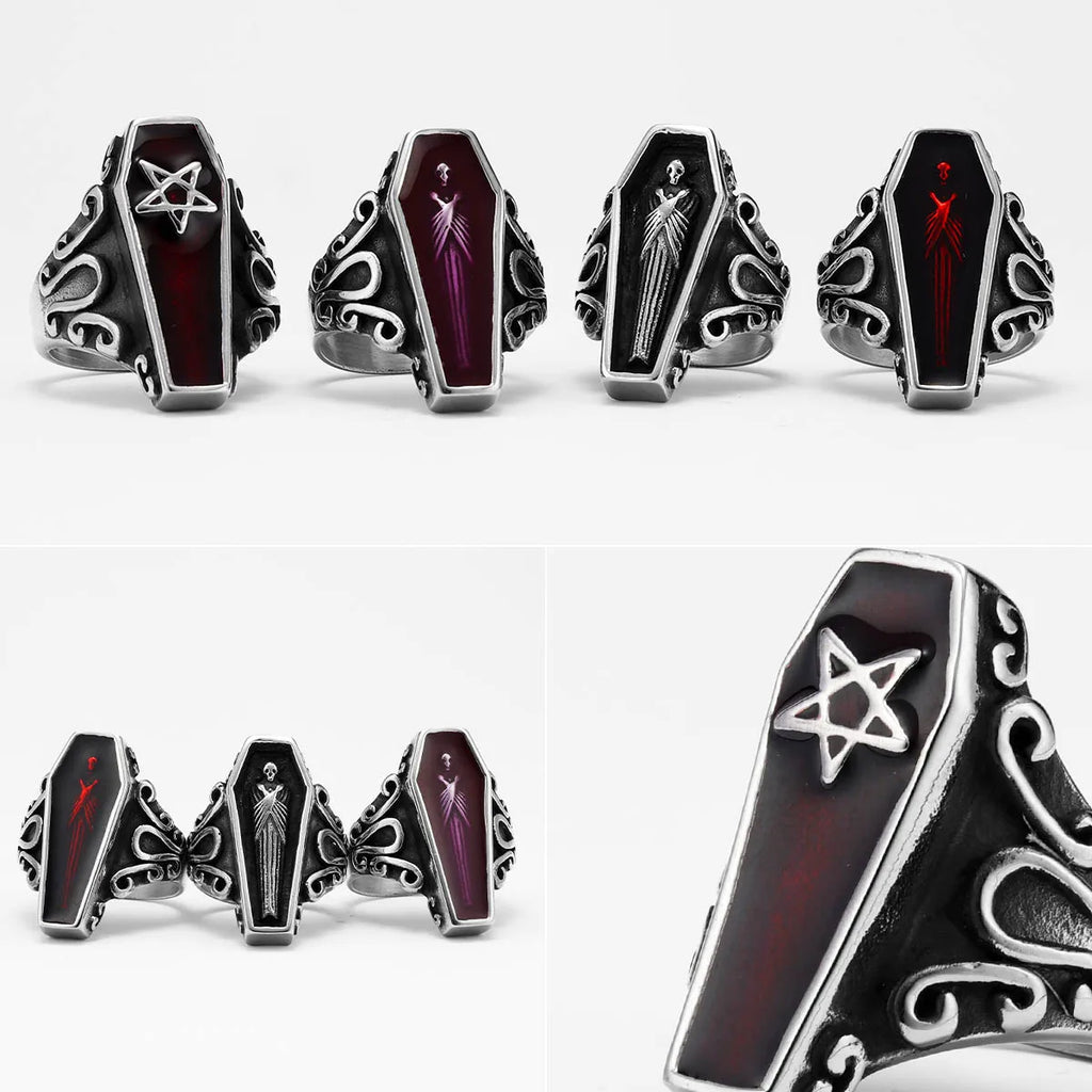 Gothic Vampire Coffin Ring — Stainless Steel