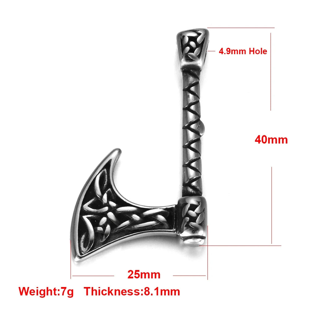 Stainless Steel Viking Norse Pendant for Necklace DIY Accessories Jewelry Making Findings Men Charm Supplies Punk Axe