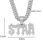 Iced Out Star Pendant Necklace with Cuban Chain