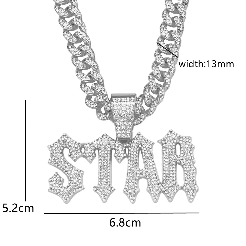 Iced Out Star Pendant Necklace with Cuban Chain