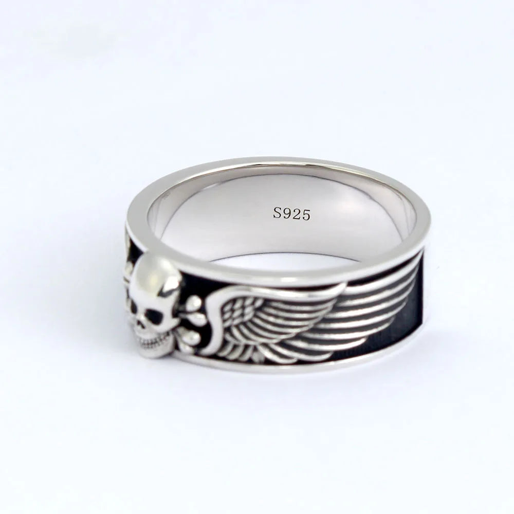 Skull Wing Ring — 925 Silver