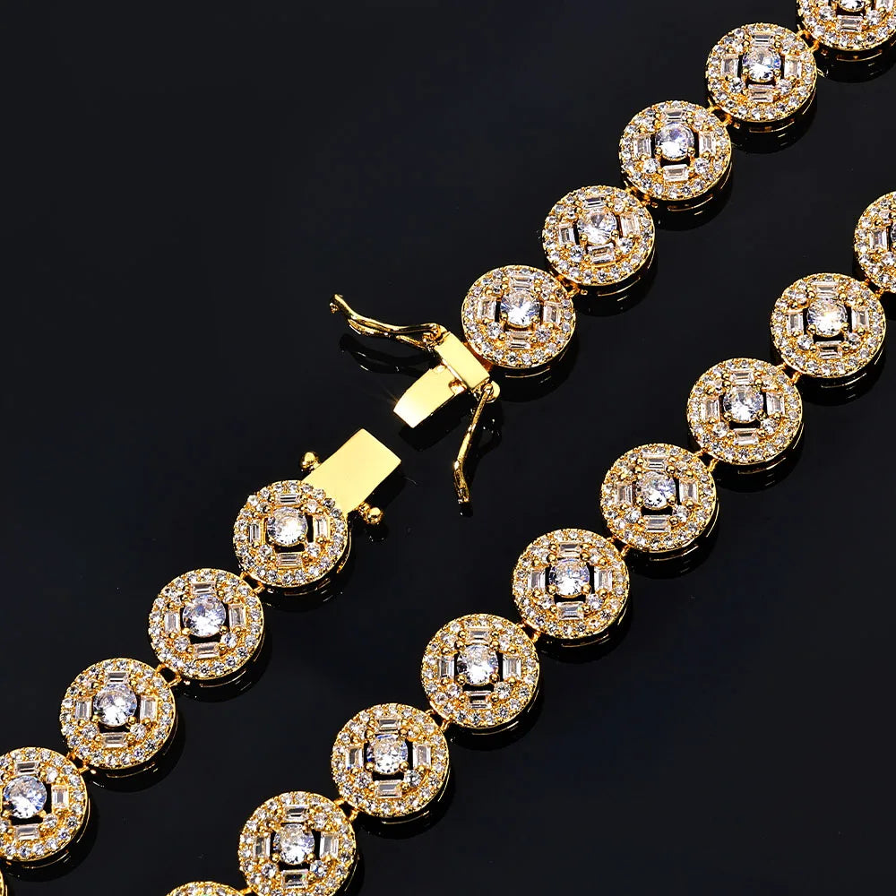 Gold Cuban Bracelet Iced Out Mixed Inlay