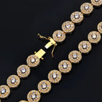 Gold Cuban Bracelet Iced Out Mixed Inlay