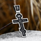 Jesus Cross Men's  Stainless Steel Crucifix Eastern Orthodox  Pendant Chain Necklace Jewelry BP8-515