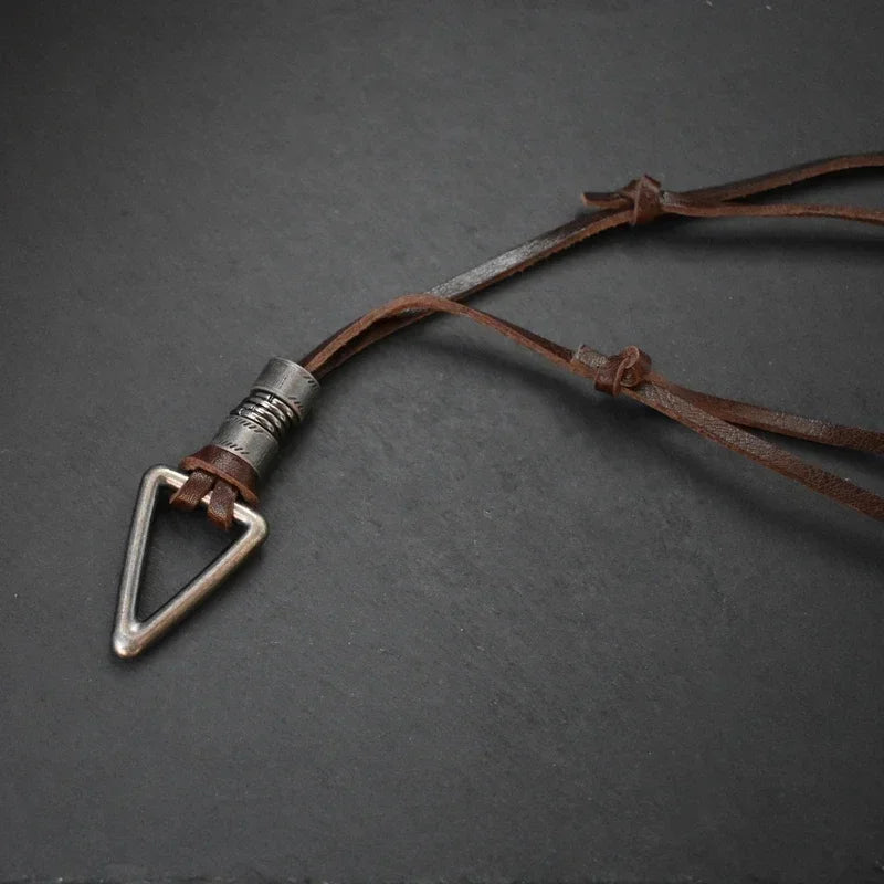 Leather Triangle Rope Chain Necklace — Zinc Alloy