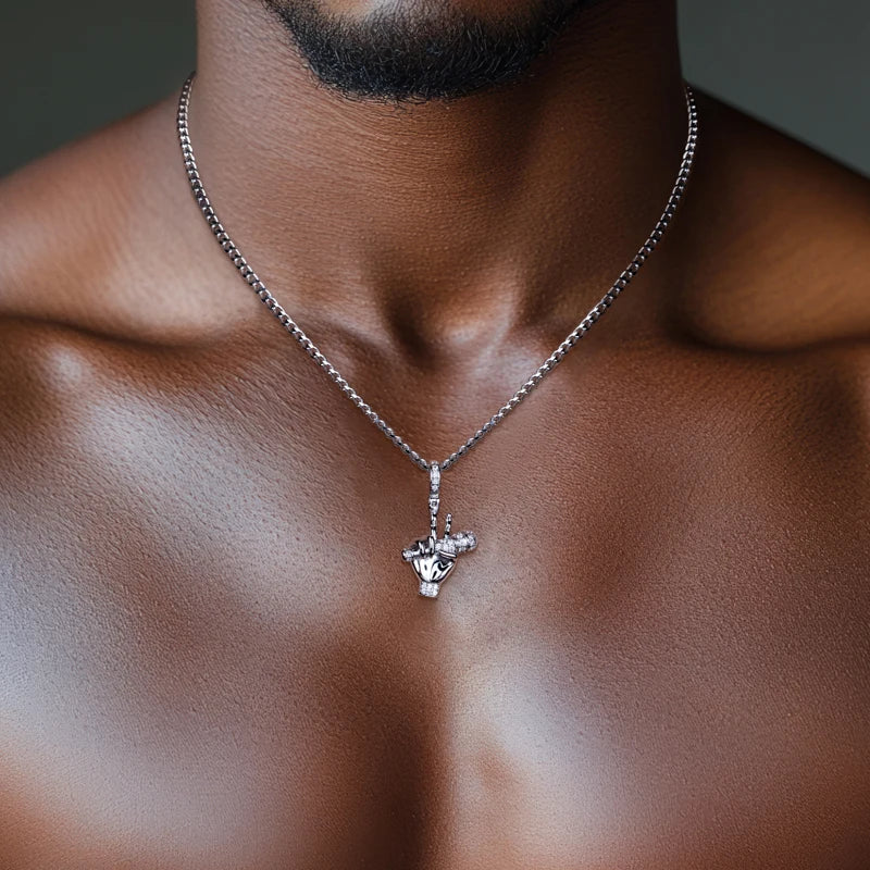Iced Out Microphone Pendant — 925 Silver