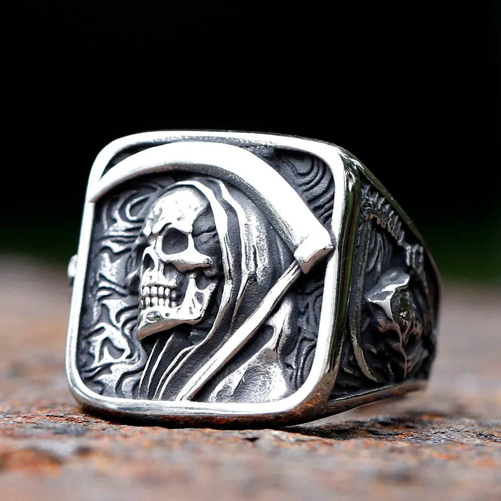 Death Sickle Skull Ring — 316L Stainless Steel