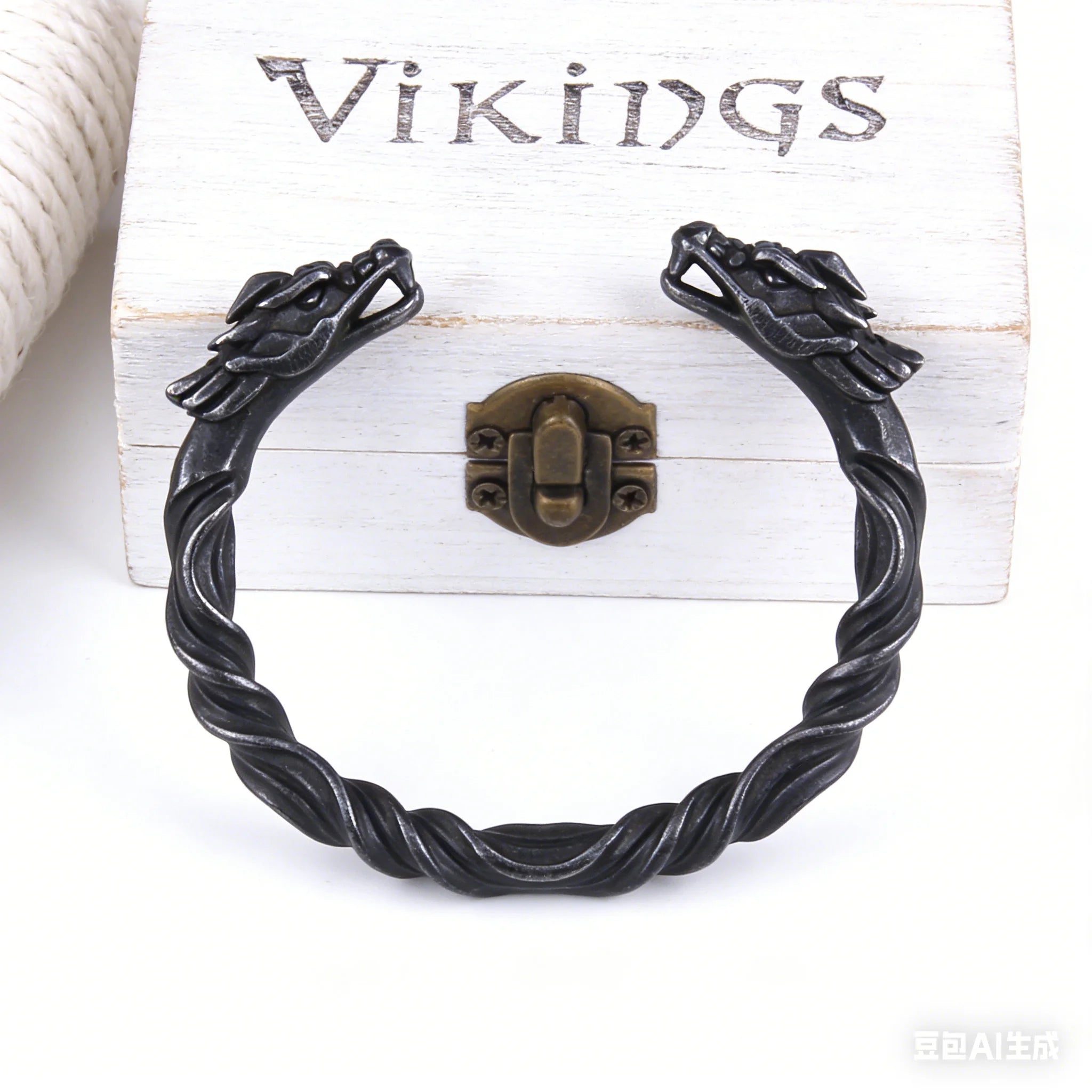 Viking Odin’s Ravens Head Bracelet Stainless Steel Twisted Open Cuff Norse Mythology Amulet Wristband for Men with wood box
