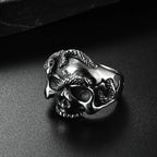 Gothic 316L Stainless Steel Skull Snake Ring For Men Punk Hip Hop Steel/Gold Color Skull Rings Fashion Jewelry Gift Wholesale