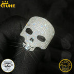 TUHE Unisex 925 Silver Skeleton Ring Moissanite Stone Iced Out Couple Rings For Men Hip Hop Jewelry Gifts