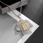 Full Zircon Pendant Necklace Hip Hop Cool Mumber 10 Super Soccer Star Fan Stainless Steel Clavicle Charming Jewelry Men