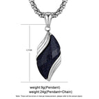 Stylish Blue Sandstone Necklace for Men,Stainless Steel Black Agate Angel Eye Pendant Necklace,Trendy Gifts to Him Boys