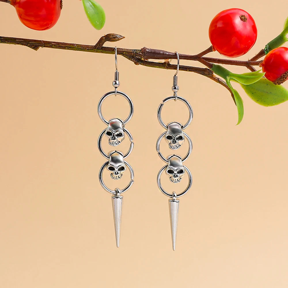 Gothic Skull Spike Heart Star Dangle Drop Earrings Halloween