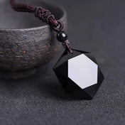 Iced Out Obsidian Hexagram Pendant Necklace — Black