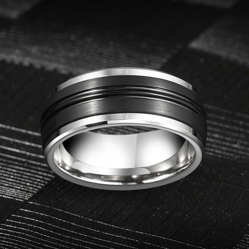 Rings For Men 9mm Original Male Classics Black Lassa Craft Comfort Fillet Party Engagement Gift Jewelry,Engraving