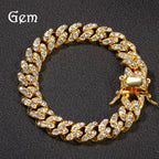 Luxury 24K 9999 Pure Gold real gold Men's Hip Hop 12mm Diamonds Cuban Bracelet