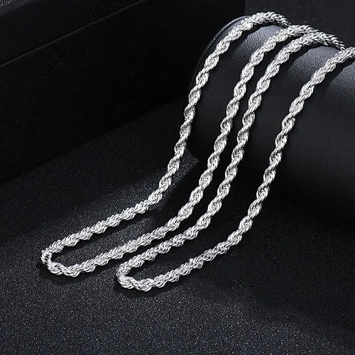 4MM Twisted Rope Necklace — Silver