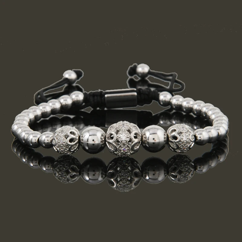 Luxury Stainless Steel Beads Ball Charms Man Bracelets For Women Jewelry Gift