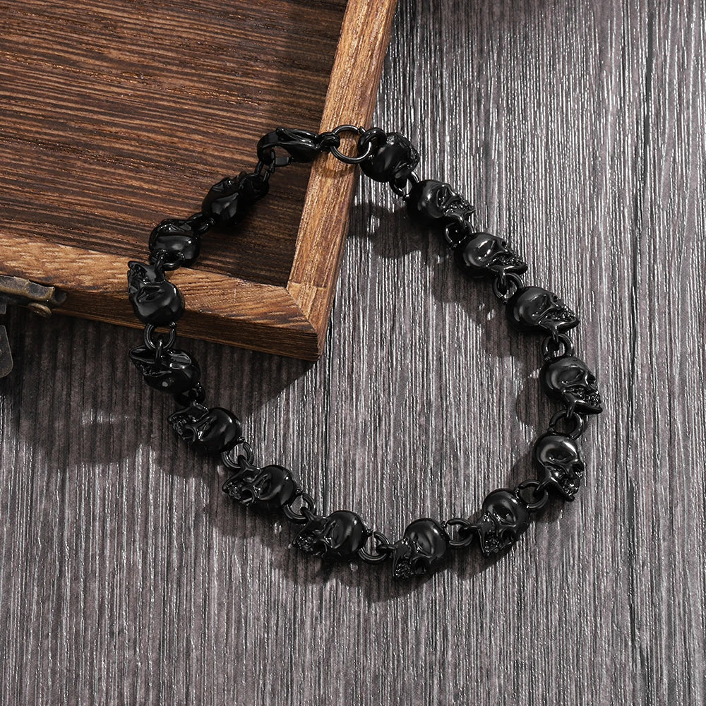 Fashion Punk Retro Skull Bracelet Gothic Dark Style Bold and Versatile Unisex Halloween Wristband