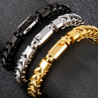 Luxury Gold Color Stainless Steel Bracelet for Men 10MM Square Franco Chain Men's Wrist Bracelets On Hand Jewellery
