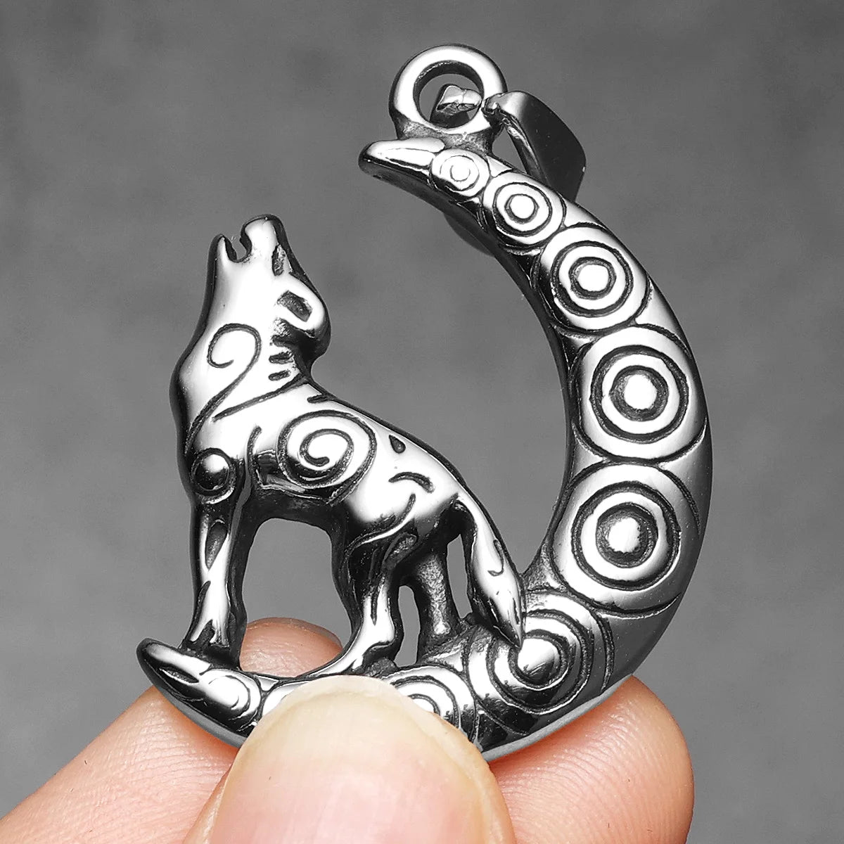 Wolf Stainless Steel Pendant Necklace