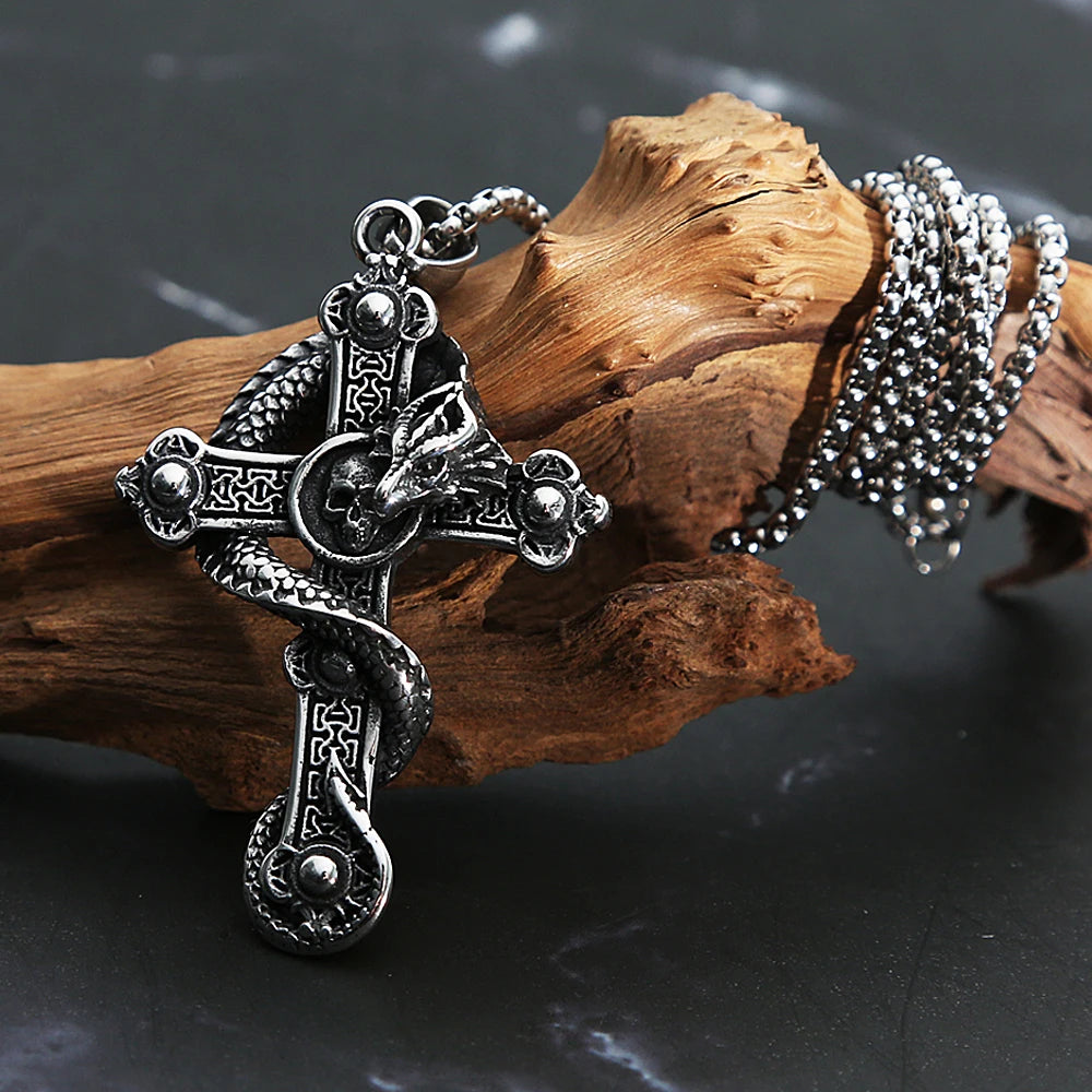 Skull Cross Stainless Steel Pendant Necklace