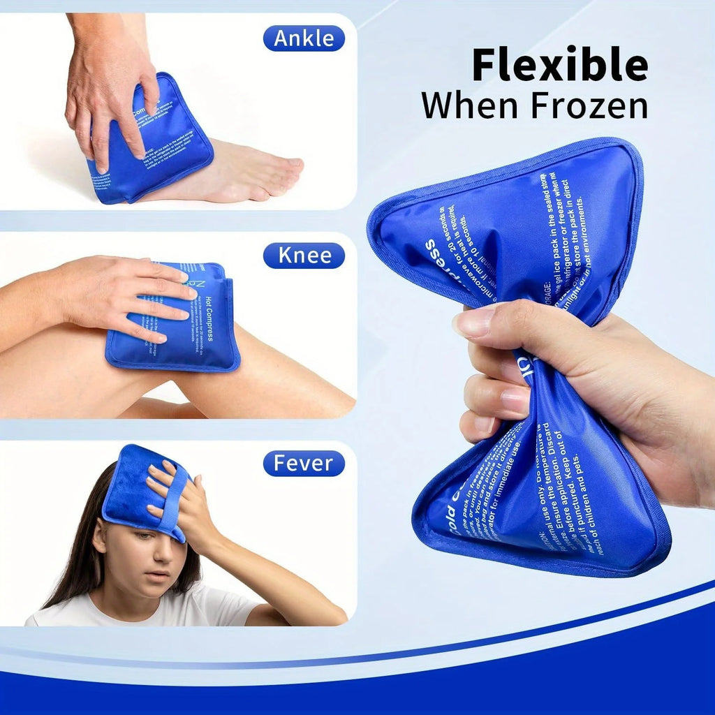 Gel Ice Pack for Injuries Reusable Soft Freezer Ice Bag with Strap Hot Cold Compress Packs for Swelling Bruises Surgery