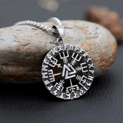 Compass Odin Steel Pendant Vintage Nordic Punk