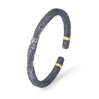 HX Mens Black Rattan Mobius Loop Bracelet Unique Vintage Style Adjustable Open Cuff Fashion Accessory