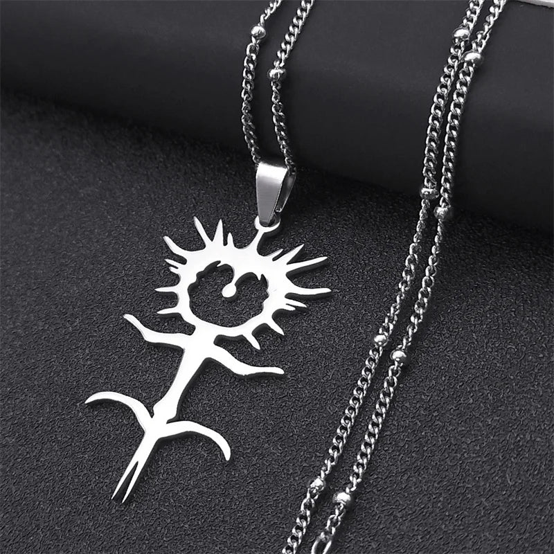 Statement Chain Pendant Necklace — Stainless Steel