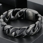 Matte Polished Gold Color Stainless Steel Men's Bracelet for Man 20MM Curb Link Chain Wrist On Hand Bands Jewelry