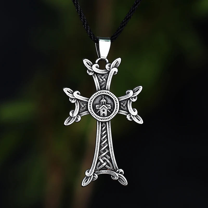 Fashion 316L Stainless Steel Armenian Orthodox Cross Pendant Necklace Party Chain Couples Jewelry Gifts For Man Women