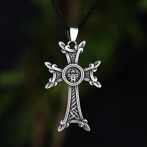 Fashion 316L Stainless Steel Armenian Orthodox Cross Pendant Necklace Party Chain Couples Jewelry Gifts For Man Women