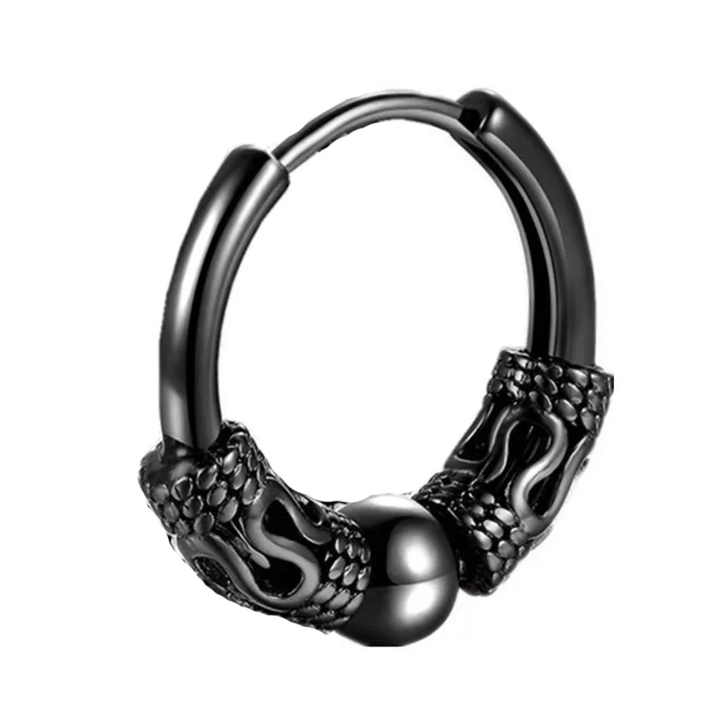 Stainless Steel Gothic Totem Hoop Earring