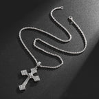 Gold Iced Out Cross Pendant Necklace O-Chain