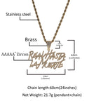 Signature Real Hasta La Muerte Pendant Necklace Two Row Letters Hip Hop Iced Out 5A CZ Capital Initial Anuel AA's
