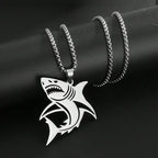 Hip Hop Silver Color Great White Shark Pendant Necklace For Men Stainless Steel Jewelry Gifts
