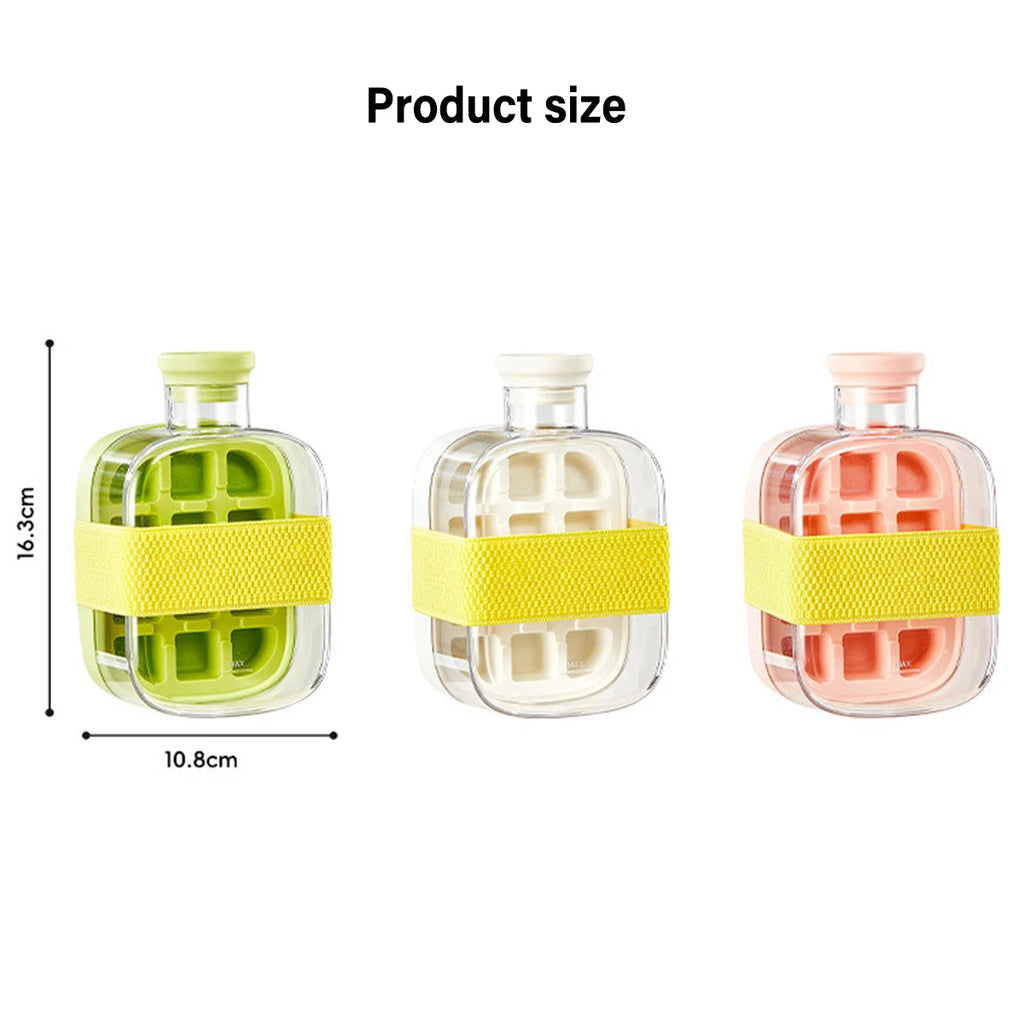 500ml 2in1 Ice Cube Tray with Water Bottle Press Type Portable Ice Maker High Capacity Ice Mold for Home Kitchen Summer