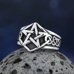 Polished Star Pattern Party Ring — Stainless Steel